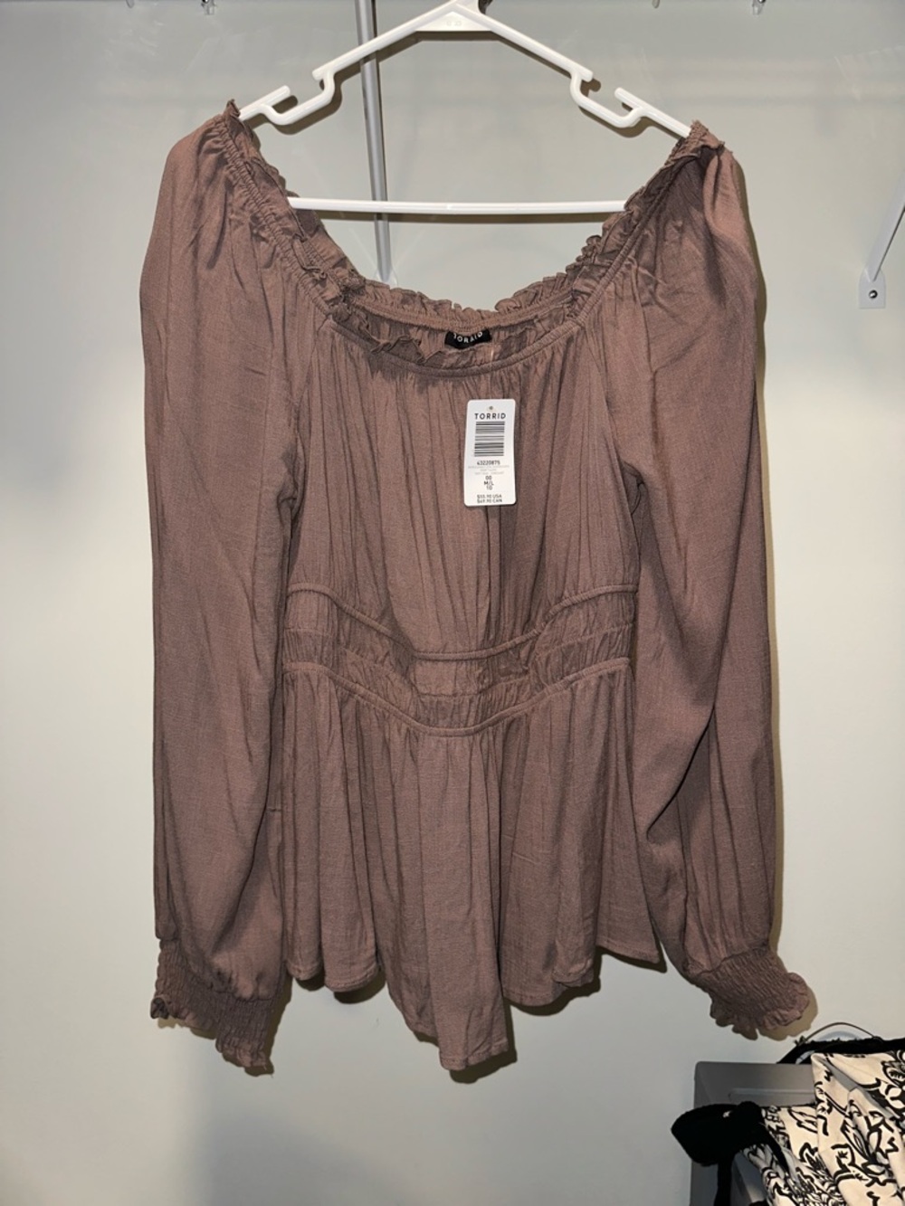 torrid Dusty Mauve Peasant Tunic Blouse